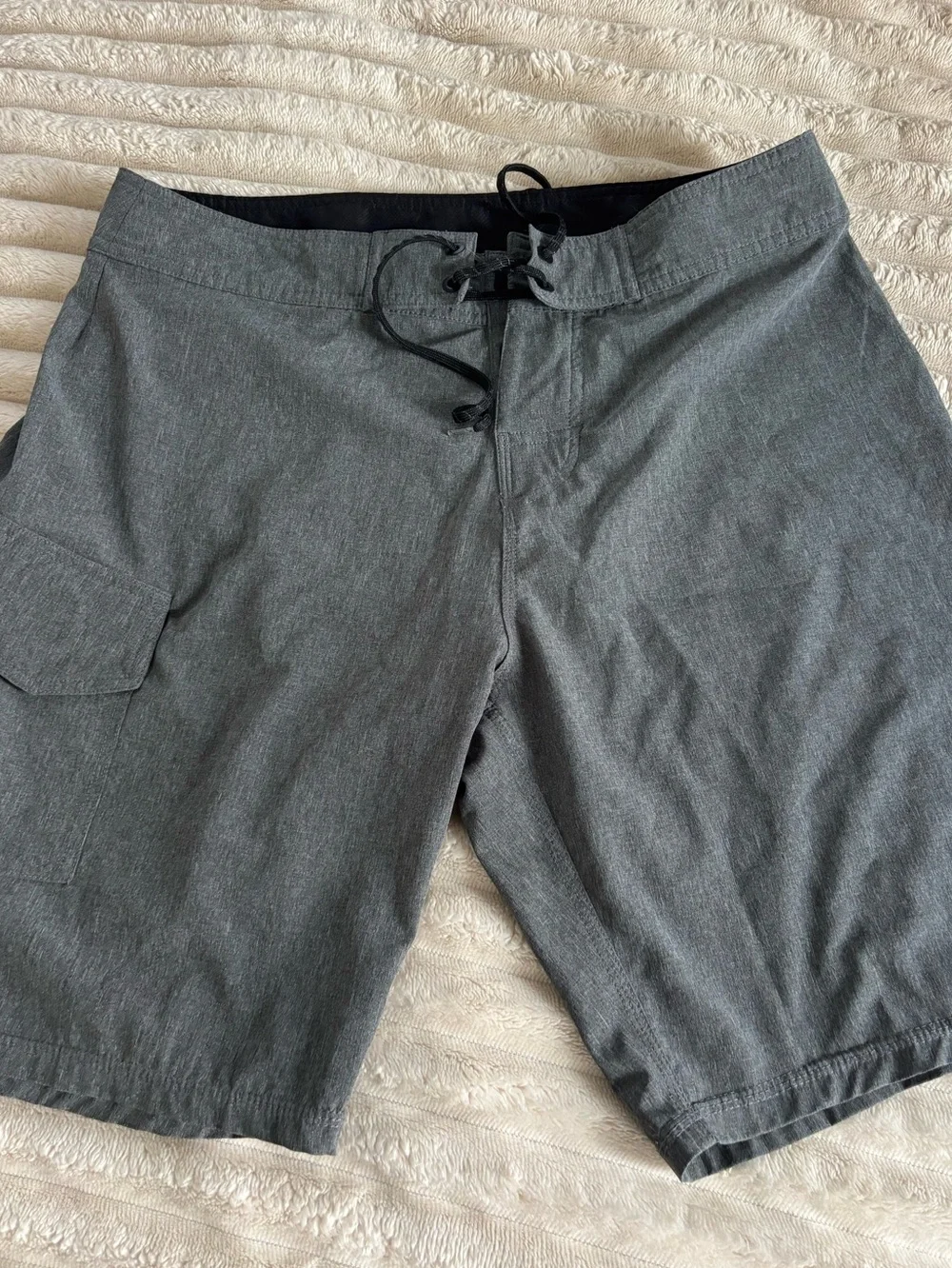 Men's Gray Board Shorts with Drawstring closure